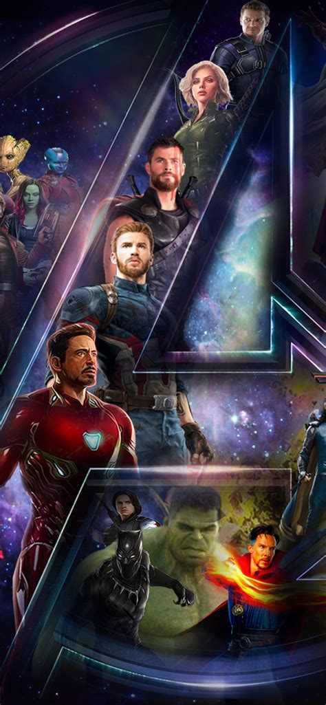 1242x2688 Avengers Infinty War Star Cast And Logo Iphone Xs Max