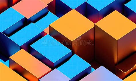 Abstract Isometric Background From Colored Blocks Generated By