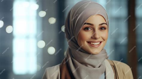 premium ai image portrait of a smiling islamic woman cute muslim girl beautiful muslim woman