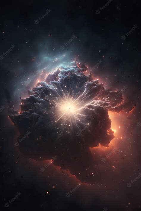 Premium Photo A Nebula With A Ball Of Lightning