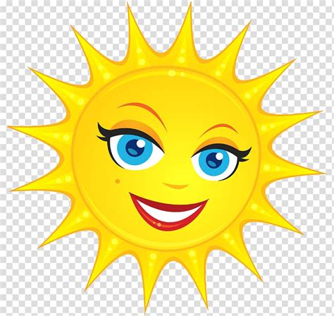 Yellow Sun Illustration Smiley Cute Sun Transparent Background Png