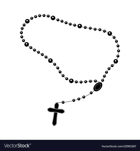 Rosary beads silhouette Royalty Free Vector Image