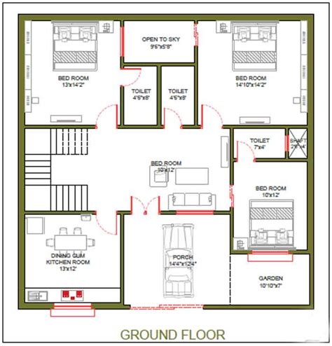 40x40 House Plans Ground 1st Floor Duplex House 2 Fla