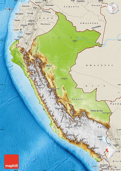 Physical Map Of Peru Shaded Relief Outside