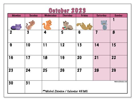 Calendar October 2023 481 Michel Zbinden En