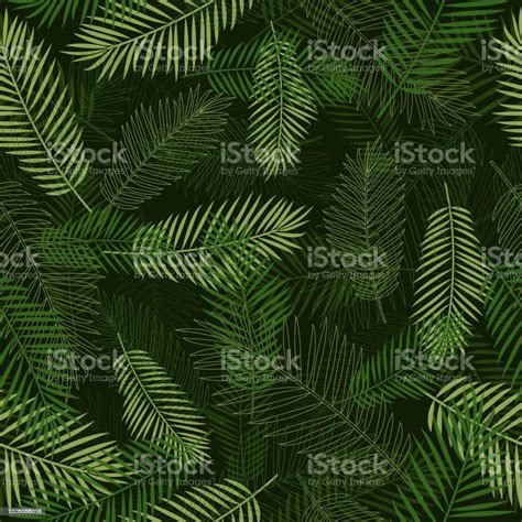Seamless Tropics Background Tropical Leaves In A Classic Green Color