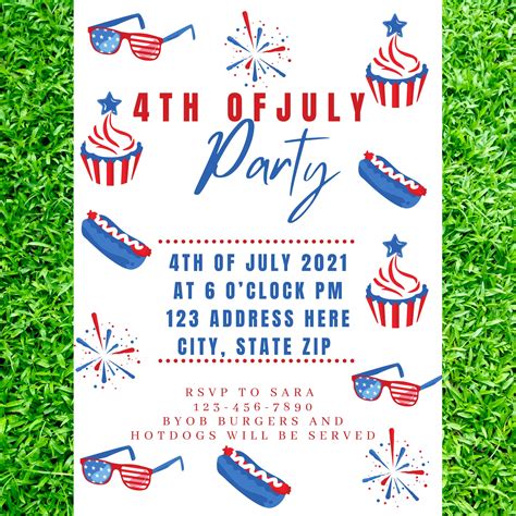 Canva Invitation 4th Of July 4th July Party Invitation Etsy