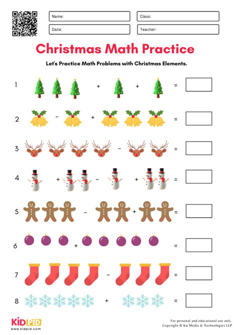 Christmas Math Worksheets For Kids Kidpid