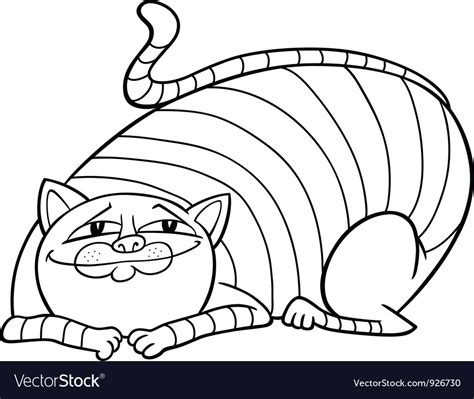 Tabby fat cat cartoon for coloring Royalty Free Vector Image