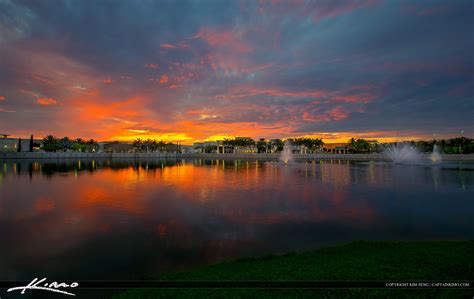 Palm Beach Gardens Downtown Sunset At The Lake Hdr Photography By