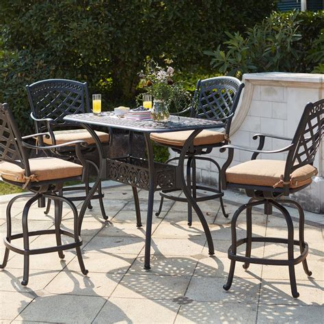 Darlee Sedona 5 Piece Cast Aluminum Patio Counter Height Bar Set W 52