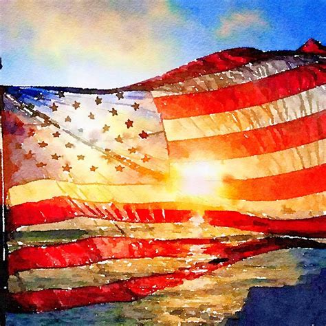 American Flag Watercolor Flag Watercolor Digital Download Etsy