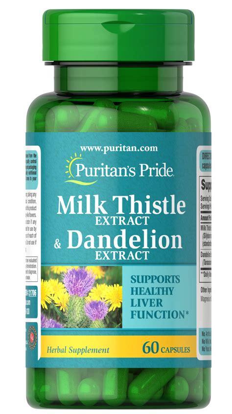 Milk Thistle And Dandelion Extract 60 Capsules 21706 Puritan S Pride