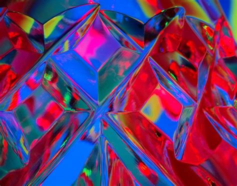 Detail From A Waterford Crystal Wine Glass Illuminated With Colored