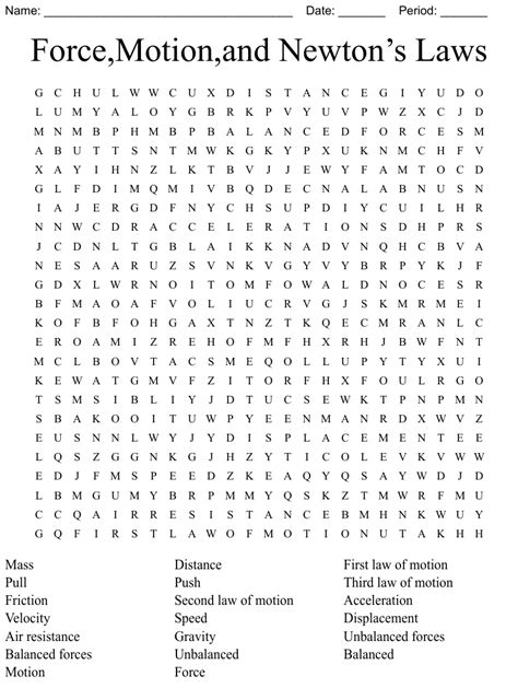 Forcemotionand Newtons Laws Word Search Wordmint