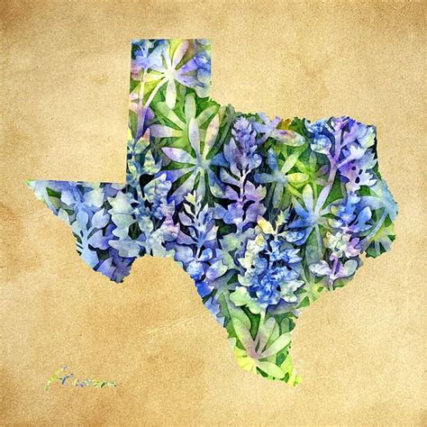 Texas Blues Texas Map By Hailey E Herrera Map Canvas Print Map