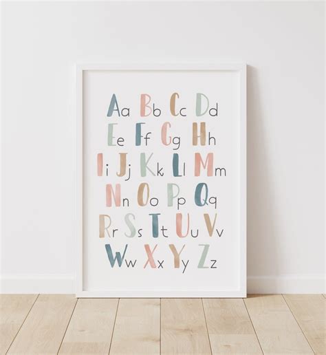 Pastel Alphabet Poster Abc Print Printable Educational Wall Art Kids