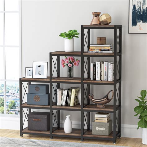Tribesigns 12 Shelves Etagere Bookcase Modern 9 Cubes Stepped