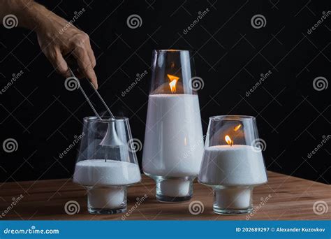 Hand Extinguishes The Candles Candles Smoke Black Background Stock Image Image Of Candle