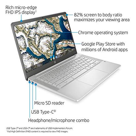 Hp Chromebook 14 Inch Fhd Laptop Intel Celeron N4000 4 Gb Ram 32 Gb