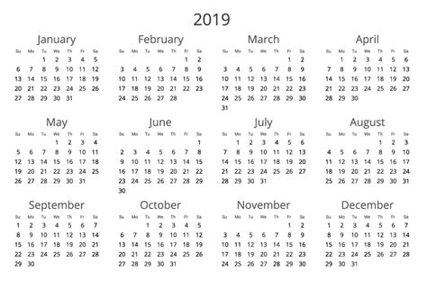 Free Printable 2019 Calendar For The United States All Template