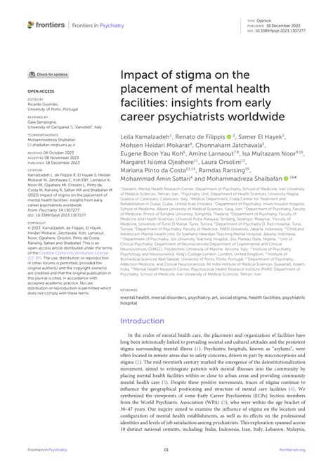 Pdf Impact Of Stigma On The Placement Of Mental Health Facilities