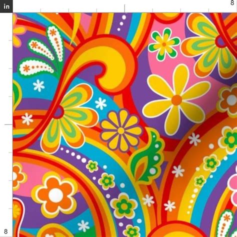 1960s Fabric 60s Psychedelic Flower Power By Mia Valdez Etsy
