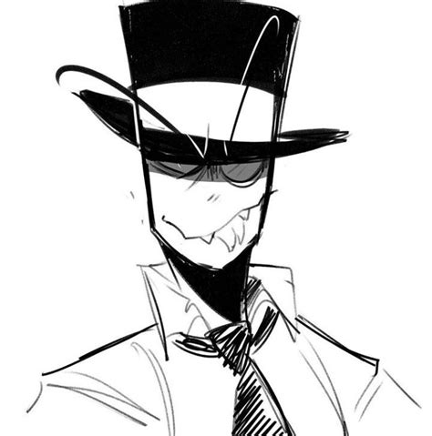 A Black And White Drawing Of A Man Wearing A Top Hat Suit And Tie