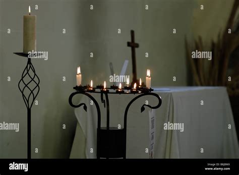 Candles Lit Inside St Marys Church Chilham Kent Stock Photo Alamy