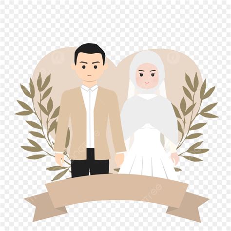 Mignon Avatar Couple De Mariage Musulman Illustration Modifiable