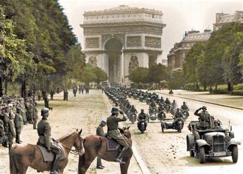 Motorized Troops Of The 30 Infanterie Division Drive Down The Champs