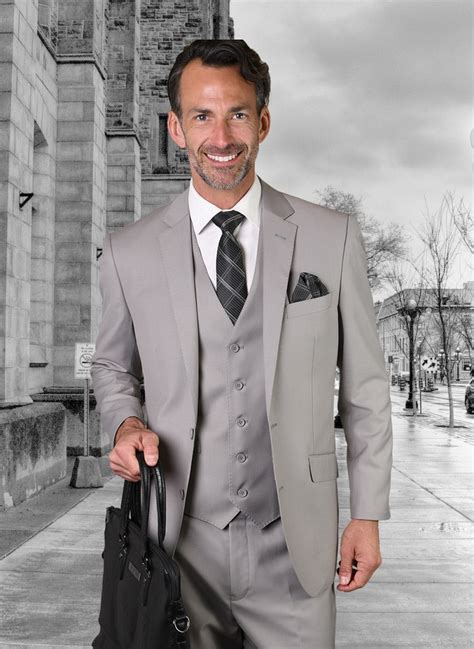 Statement Stzv 100 Platinum Solid 3 Pc Suit Modern Fit Studio Menwear