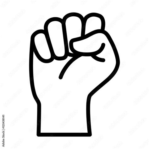 Raised Fist Symbol Of Victory Strength Power And Solidarity Line