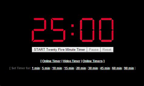 25 Minute Timer 1500 Seconds Online Timer