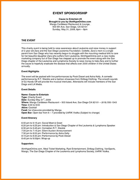 Event sponsorship proposal letter template best resume examples. Sponsorship Cover Letter Template Collection | Letter Template Collection