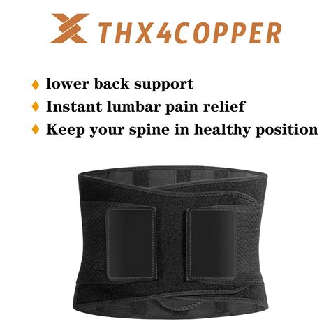 Thx4copper Compression Lower Back Brace Waist Support Belt Pain Relief