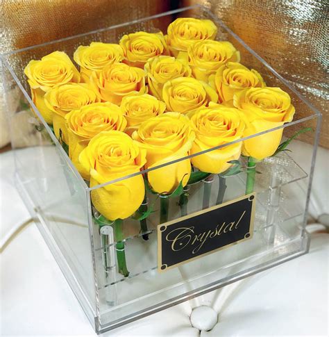 Yellow Roses Clear Flower Box Houston