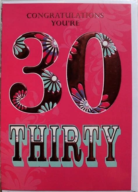 Congratulations Youre 30 Birthday Card And Envelope Female Flower