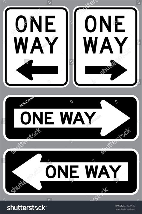 One Way Sign Set Vector Illustration Stock Vector Royalty Free