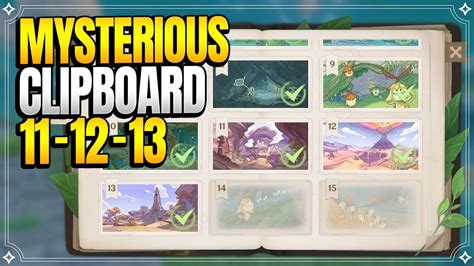 Mysterious Clipboard 11 - 12 - 13 Locations | World Quests & Puzzles