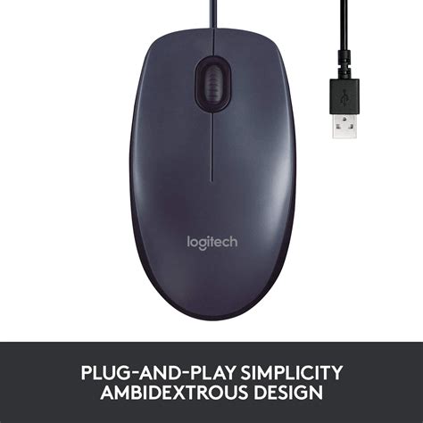 Logitech M100r Wired Usb Mouse Dark Black Computer Peripherals