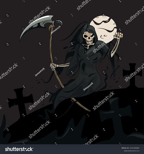 Grim Reaper Moon Poster Stock Vector Royalty Free 2145384089