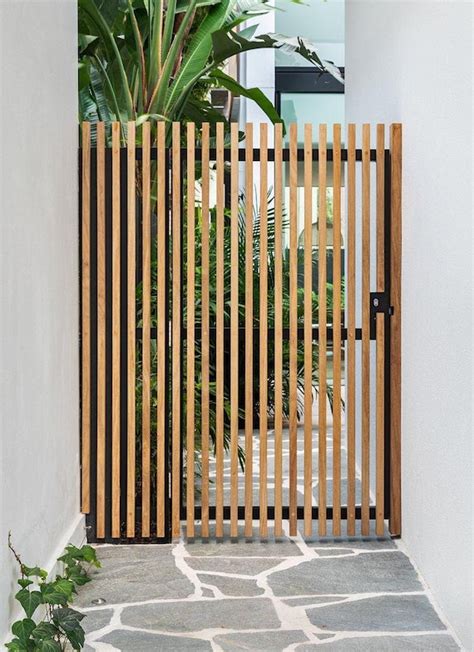 Garden Gate Made Of Modern Wooden Slats L Safety And Designer Etsy