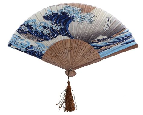Traditional Japanese Folding Fan The Great Wave Of Kanagawa Print With