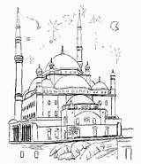 Coloring Mosque Palace Drawing Buildings Architecture Getdrawings sketch template