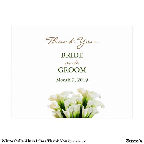 White Calla Alum Lilies Thank You Postcard Thank You Postcards