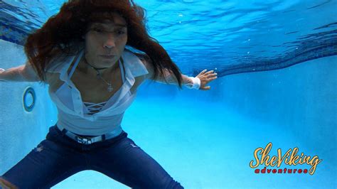 Underwater Swimming And Diving With My Clothes On Fun Pool Time Wearing Jeans And Sneakers