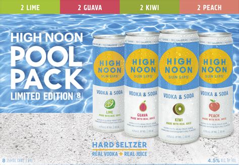 High Noon Pool Pack 8 Pack Cans Feat 2 Guava 2 Lime 2 Kiwi 2