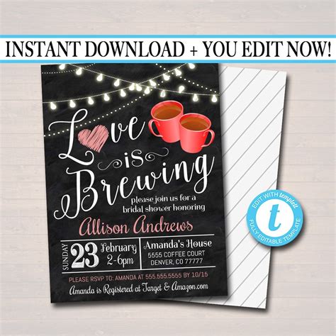 Love Is Brewing Bridal Couples Shower Tea Coffee Party Wedding