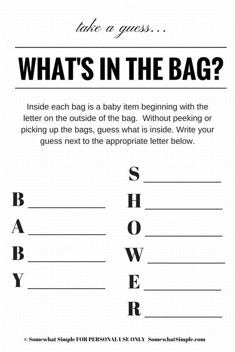 Baby Shower Games Printable Sheets For This Easy Baby Shower Guessing